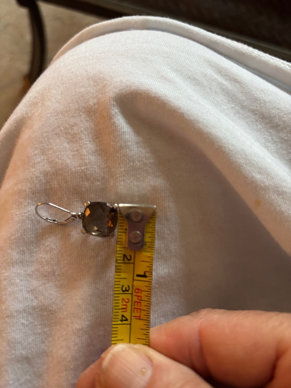 Silver Leverback Earrings with Smoky Brown Gemstones - Picture 8 of 8